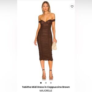 MAJORELLE Tabitha Midi Dress in Cappuccino Brown